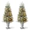 2 Pack 4ft. Pre-Lit Pine Artificial Christmas Porch Tree, Warm White LED Lights